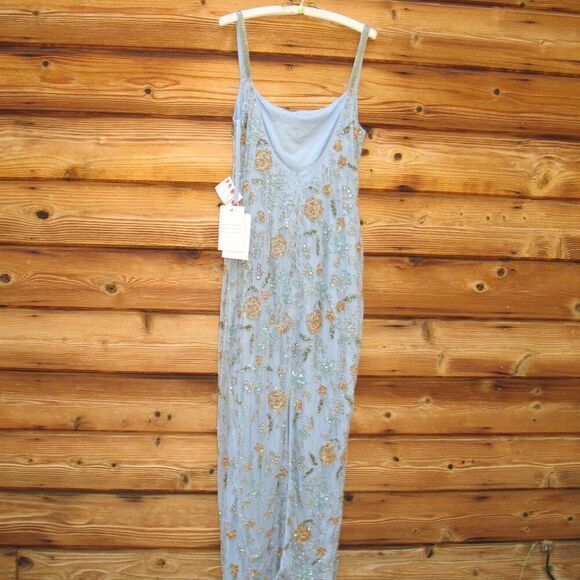 Mac Duggal 10808 Womens Blue Hand Beaded Floral Gown Dress Blue - Picture 11 of 16